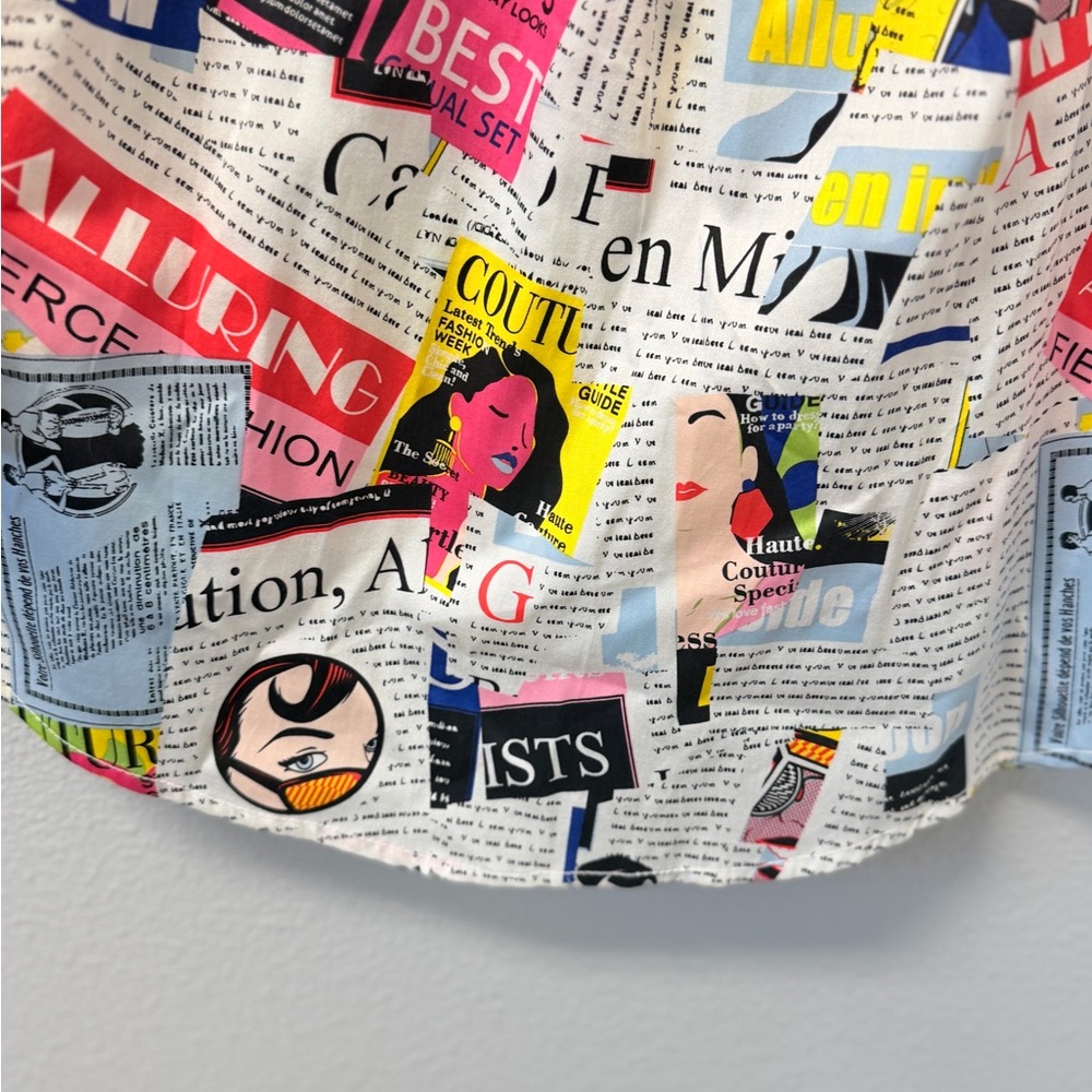 New York & Company Multi-Color Newspaper Collage Button-Down Shirt - Picture 9 of 9